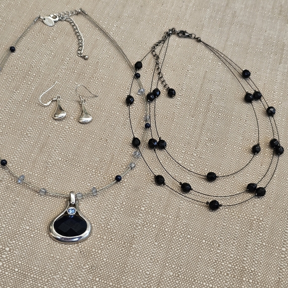 SET! Lia Sophia with 925 Teardrop Earrings & Beaded Choker SET! - Picture 8 of 14